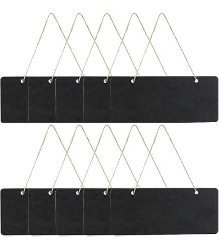 Tableaux Noirs Suspendus En Bois - Lot De 10 - 18x8 Cm Avec Corde De Jute - Pour Messages, Décoration, étiquetage