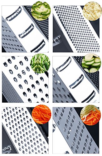 6-IN-1 REIBE UNIVERSAL GEMÜSEHOBEL KÄSEREIBE INNOV4TO: Profi-Reibe, praktisch, innovativ, ultra-scharf, 6 verschiedene Reibflächen, edel, spülmaschinenfest, aus rostfreiem Edelstahl, für alle Zwecke gerüstet • Schäler, Sechskantreibe, Turmreibe, Gemüsereibe, Raspel - 2