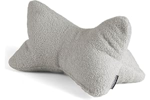 mokebo 'Der Leseknochen' Lesekissen aus weichen Bouclé-Stoff, ergonomisches Nackenkissen aus gemütliches Teddystoff, Flexible Stütze für Bücher, E-Books oder Tablets oder als Sofakissen in Grau