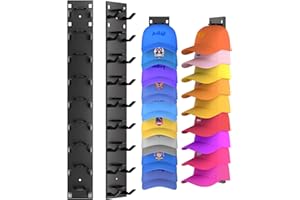 Gocvo 2 supporti autoadesivi per cappelli fino a 18 cappelli, non necessita di foratura, supporto da baseball, supporto da parete, supporto per cappelli per camere, porte, guardaroba (nero)