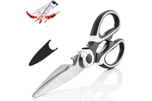 FANSEZQ Küchenschere, Hühnerknochenschere, multifunktionale Küchenschere mit rutschfestem Griff und Deckel, multifunktionale Schere für Fleisch, Walnuss, Fisch, Papier, Korkenzieher, blau