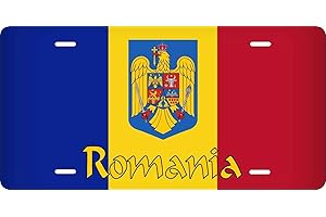 Inga - Placa de matrícula de coche/moto/ciclomotor personalizable, diseño de bandera de Rumanía, 15,2 x 30,5 cm
