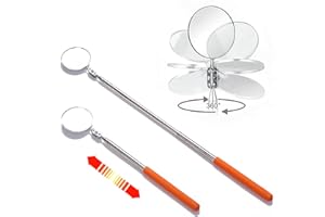 SYXLS 2 Stück Auto Inspektionsspiegel, 50 MM Tragbarer Teleskopisch Inspektionsspiegel, Faltbar Einziehbar Rund Teleskopspiegel Universal Auto Reparatur Inspektionsspiegel