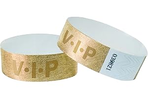 L LIKED 100 Pcs VIP Wristbands for Events, Waterproof Paper Neon Wristbands Party Bands Entrance Wristbands for Events Music Festival Concert Contest (Gold)