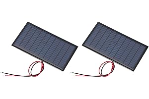 sourcing map Lot de 2 mini panneaux solaires 5 V 0,45 W 90 mA, petit panneau solaire polycristallin avec 2 câbles pour kit de matériaux de jouets électriques, chargeur, 80 mm x 45 mm
