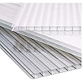 The Fellie 4mm Polycarbonate Sheets for Greenhouse, 6 Pieces of Greenhouse Polycarbonate Sheets, Clear Twin Wall Plastic Roofing Sheet Panel for Greenhouse, Outdoor Canopy, Carport, 61x122 cm