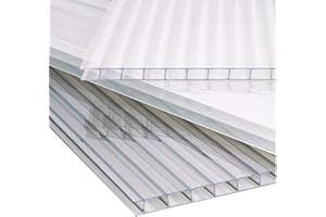 The Fellie 4mm Polycarbonate Sheets for Greenhouse, 6 Pieces of Greenhouse Polycarbonate Sheets, Clear Twin Wall Plastic Roofing Sheet Panel for Greenhouse, Outdoor Canopy, Carport, 61x122 cm