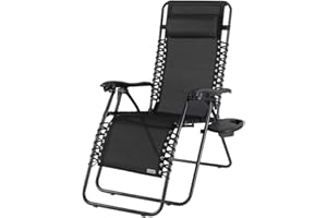 Casaria Chaise Longue de Jardin inclinable Chaise Pliable avec Porte-gobelet Appui-tête Fauteuil Relax Transat Jardin Noir