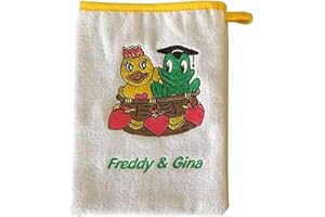 SWIM ACADEMY FREDS Freds Swim Academy 20111 Gant de toilette en velours doux avec motif Fred & Gina Env. 16 x 20 cm, blanc.