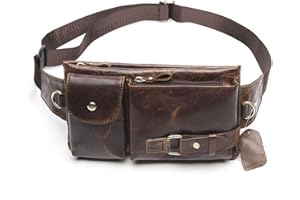 Xieben Marsupio Vintage In Pelle Marsupio Per Uomo Donna Da Viaggio Caccia Arrampicata Multifunzione Hip Bum Cintura Sottile Cellulare Custodia Portafoglio Marsupio Marrone