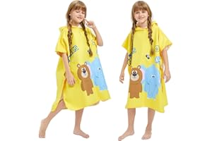Hilmocho Kinder Badeponcho Strandtuch mit Kapuzen Microfaser Poncho Handtuch Schnelltrocknen Surfen Schwimmen Badetuch für Jungen und Mädchen
