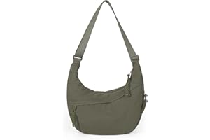 GSenhui Mezzaluna Crossbody Bag Hobo Borsa a tracolla Nylon Dumpling Borsa a tracolla con tracolla regolabile Marsupio Nylon Beige con cerniera