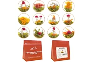 LWXLJMJZC－12pcs Individually Wrapped Blooming Tea，Jasmine Flowering Tea, Green Tea with Flowers－Gifts For Tea Lovers (12 Different Flavors)