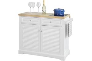 ‎SOBUY SoBuy FKW84-WN Kücheninsel mit 4 versteckten Rollen Küchenwagen mit erweiterbarer Arbeitsplatte Küchenschrank Servierwagen mit Marmorplatte Sideboard auf Rollen weiß BHT ca.: 115x93x46-71cm