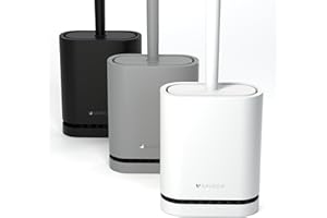 SAVEGA Scopino WC Silicone – Portascopino WC Sospeso con Montaggio Senza Fori, Copertura Igienica e Testina a Rapida Asciugatura (Bianco)