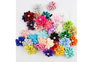 ‎HEALIFTY Healifty 50 Stücke Shabby Chiffon Blumen Chiffon Stoff Rosen mit Diamant für Stirnbänder, Hochzeiten und andere DIY Handwerk 3 cm (Mischfarbe)