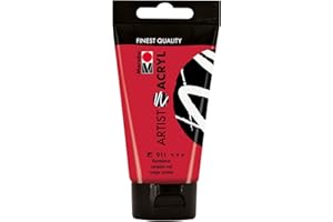 Marabu 12200002911 - Artist Acryl karminrot 75 ml, feine Acrylfarbe in Künstlerqualität, auf Wasserbasis, pastose Konsistenz, hoch pigmentiert, sehr gute Brillanz und Deckkraft