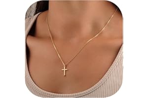 Turandoss Gold Cross Necklace for Women - Dainty 14K Gold Plated Cross Pendant Necklace Birthday Gifts for Women