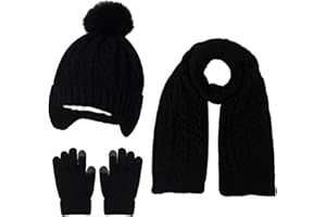 MAZELIKEHOOD Cappello Sciarpa Guanti per Bambina Set Invernale 3 Pezzi con Pon Pon Berretto di Caldo Sciarpa e Guanti per Neve Accessori Invernali per Ragazze 3-10 Anni