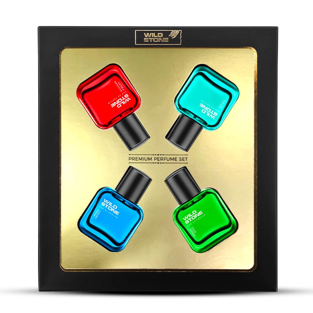 Wild Stone Edge,Ultra Sensual, Hydra Energy & Forest Spice Luxury Perfume Gift Set for Men – Pack of 4 (30ml Each) l EAU DE P