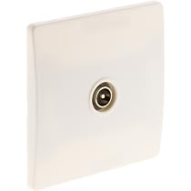 Prise Antenne TV/FM/Sat Murale Simple - Mécanisme + Cache Alu + Support, Pour Installation Encastrée