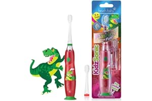 BRUSH-BABY Brush Baby KidzSonic Spazzolino elettrico per bambini e ragazzi dai 3 anni in su -Dinosaur