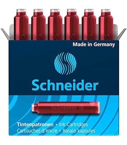 Lot De 5 Cartouches Schneider One Change - Encre Rouge Indélébile - Pointe 0.6mm - Pour Stylos Roller