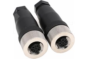 Eonvic Lot de 2 connecteurs femelles M12 à 4 broches, connecteur circulaire industriel à code A, capteur filaire IP67 250 V 4 A AC/DC droit