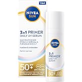 NIVEA SUN SPF50 Nemlendirici Primer Serum 30ml, Makyaj Bazı, Hyaluron, Antioksidan, Y&uuml;ksek G&uuml;neş Koruyucu
