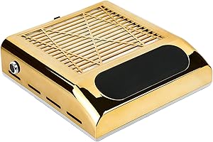 ANMECS Aspiratore Unghie Professionale 80W - Aspirapolvere con Velocità Regolabile per Manicure e Pedicure - Cuscino Poggiamano Incluso per Estetica (Oro)