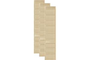 DecoMeister Puerta de Lamas Tipo Persiana de Lumbrera de Celosía de Madera Maciza de Pino Para Armarios Frente de Mueble con Listones Abiertos de Dimensiones 494x2422 mm Juego de Tres Piezas