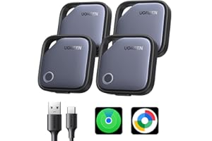 UGREEN FineTrack Duo Supporto iOS Find My o Android Find Hub Smart Finder Ricarica USB-C Localizzatore SmartTag Tracker Bluetooth per Chiavi Bagaglio Portafoglio Bicicletta Zaino Borsa (4 pezzi)