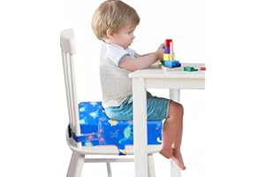 TOTIDYH Toddler Booster Seat for Dining Chair, PU Non-Slip Baby Booster Seat for Dining Table Detachable Washable Increasing Cushion Toddler with 2 Adjustable Straps (Dinosaur)
