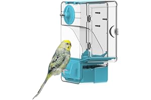 SEPTILLAR Automatic Bird Feeder, No Mess Bird Cage Feeder with Perch Multi-Functional Holder for Fruits Vegetables for Parakeet Canary Cockatiel Finch (Blue)