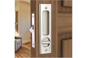 Hoconnie Cerradura para Puertas Correderas Manilla para Puerta de Bolsillo con Llave Manilla Invisible para Puertas Empotradas 160mm Plateado