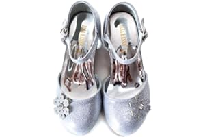 ELSA & ANNA Chaussures de Princesse pour Filles - Chaussures Reine des Neige à Talons de 3cm - Chaussures de Déguisement pour Fêtes et Anniversaires - SHOES2, Argent, 30 EU