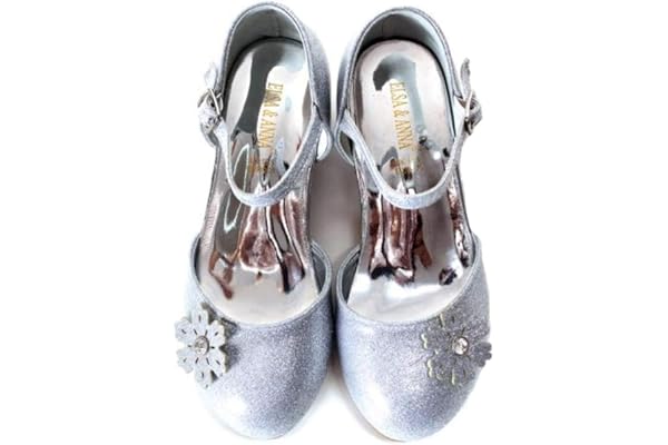 ELSA & ANNA Chaussures de Princesse pour Filles - Chaussures Reine des Neige à Talons de 3cm - Chaussures de Déguisement pour Fêtes et Anniversaires - SHOES2, Argent, 27 EU