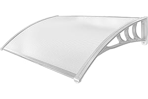 FRANKYSTAR Arcadia - Pensilina da esterno per porte e finestre in PP e policarbonato 120x80 cm (Bianca vetro trasparente)