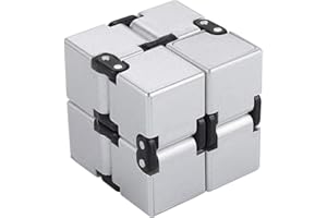 RMEET Infinity Cube,Kunststoff Zauberwürfel PVC Mini Finger Unendlicher Würfel Handlich Zappeln Spiel für Kinder Erwachsene Tötungszeit ADD ADHS Angststörung Silber