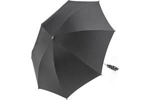 ZAMBOO Parasol Umbrella for Pram, Stroller, Pushchair and Buggy - Universal Infant and Baby UV Sun Protection Umbrella - Black
