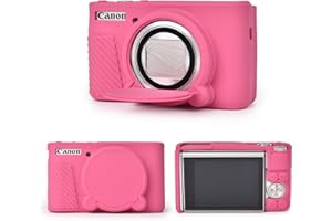 MUZIRI KINOKOO Housse en Silicone pour Canon PowerShot SX740 SX730 HS Caméra, Coque Protection en Caoutchouc Souple pour Canon SX740 SX730 HS - avec Couvercle d'objectif Amovible - Rose Rouge