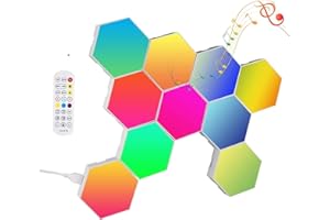 UENNM 10 x Pannello LED esagonale a parete lampada, applique da parete per interni esagonali LED, RGB Illuminazione tattile intelligente da gioco, gioco setup neon deco applique per soggiorno camera