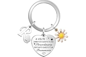 Hcvone Portachiavi Iniziale Margherita Portachiavi da Donne Ragazza Amicizia Figlia Portachiavi Lettera Compleanno Natale Ispirazione Regalo Con Lettera Colore Argento Portachiavi Gioielli