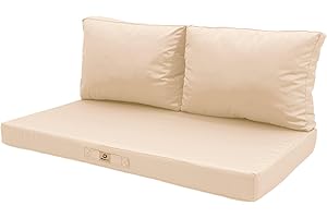 deco arts Coussins pour Salon de Jardin Déhoussable - Coussins extérieur - 120x60 cm - Coussin de Remplacement pour Fauteuil, Banc & Chaise d'extérieur - Imperméable & Confortable - Beige