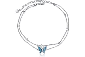 VONALA 925 Sterling Silver Daisy/Sunflower/Evil Eye/Butterfly/Cow Anklet Bracelets, Double Chain Jewellery Birthday Gifts for Women Girls