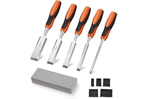 Zhufas Scalpelli per Legno, 5 Pezzi Set di Scalpelli per Legno Con angolo di taglio a 25°, Kit Intaglio Legno Con cote, Scapelli Lavorazione per Intaglio del Legno Carpenteria, Rifilatura dei Bordi.