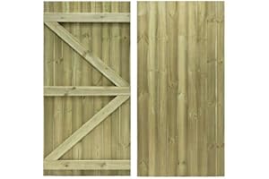 PREMIER GARDEN SUPPLIES H.6ft (180cm) x W.90cm Pedestrian Side Entrance Wooden Timber Gate with Suffolk Hinge Pack Overlapping Feather Edge Boards with a Flat Top Design A thick Strong Semi-Braced Frame