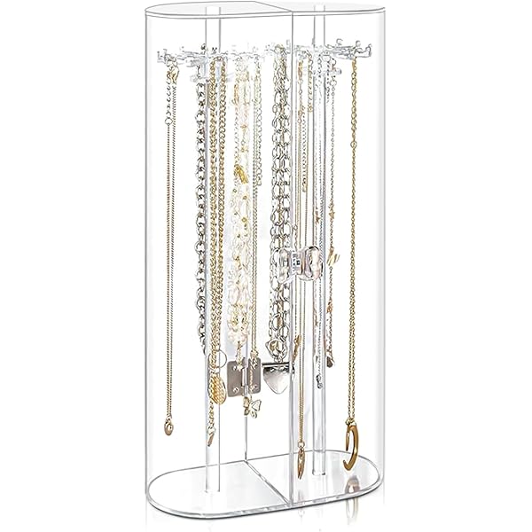 Weigudoc Boîte à Bijoux Rotative, 4 Niveaux Organisateur De Bijoux Avec Couvercle Eois De Cerf