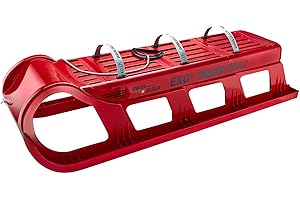 Eko - Snow-Star 120 Rouge Classique Luge en Plastique Metallkufen pour Jusqu'à 3 Personnes Davos