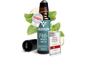 ‎HELDENGRÜN Heldengrün® BIO Roll-On Pfefferminze "Kopfklar" [100% NATURREIN] Bei Kopfschmerzen - Dermatologisch getestet - Pfefferminzöl Roll On mit Jojoba- & Mandelöl